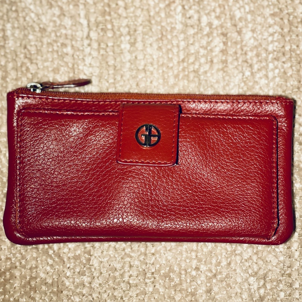 Giani Bernini Red Leather Wallet Small Cardholder, Coins & Bills